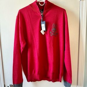 Psycho Bunny Merino Wool Mock Zip Sweater